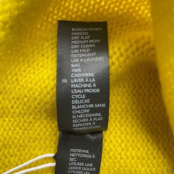 Cos 100% Cashmere Mustard Yellow Beanie Winter Knit Hat One Size NWT - Picture 5 of 7